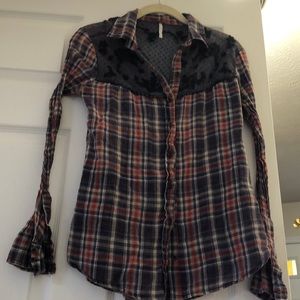 Free People Plaid Button Down